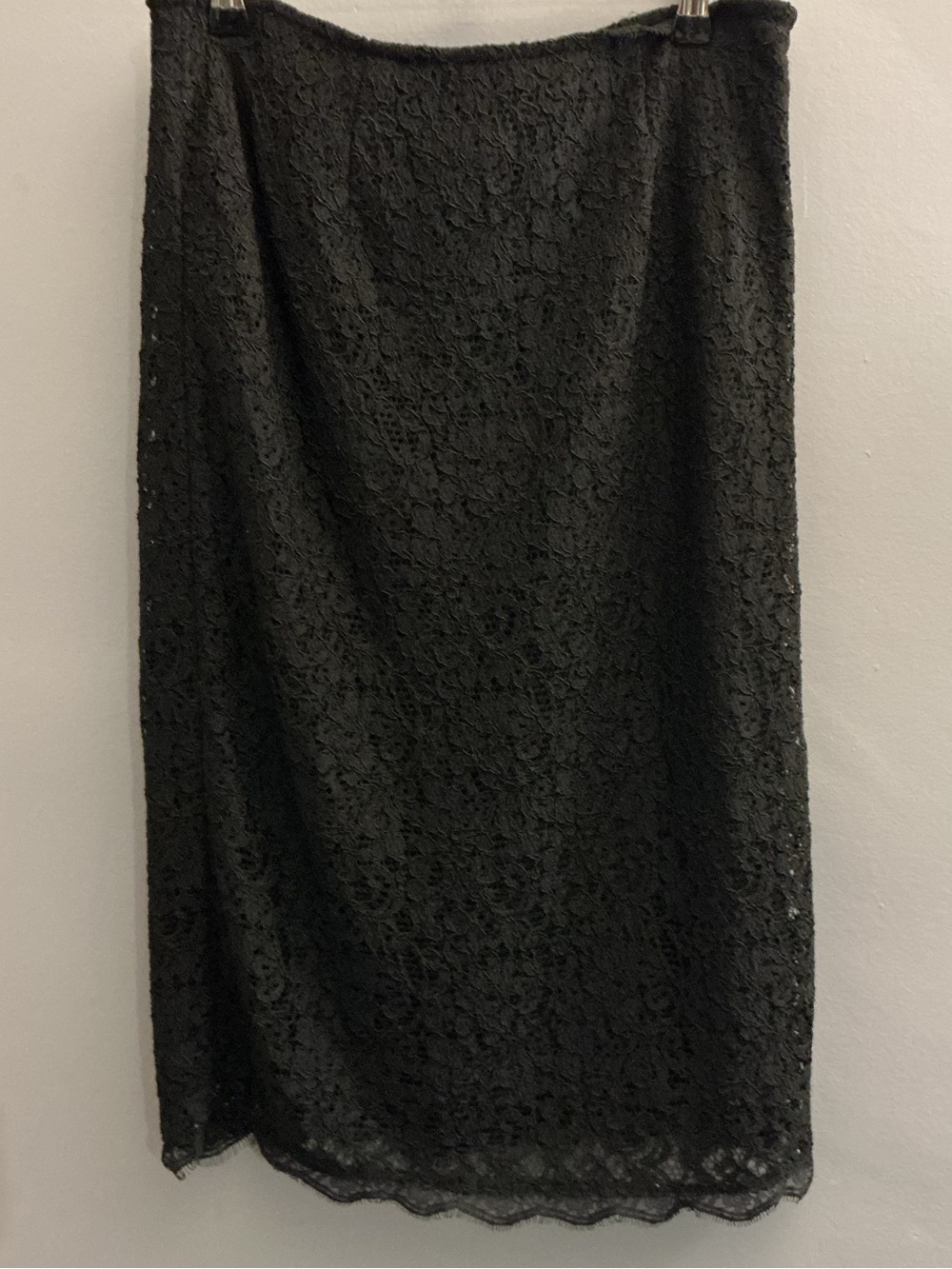 Coldwater Creek Black Floral Lace Midi Skirt Size 6 Whimsigoth Romantic Goth